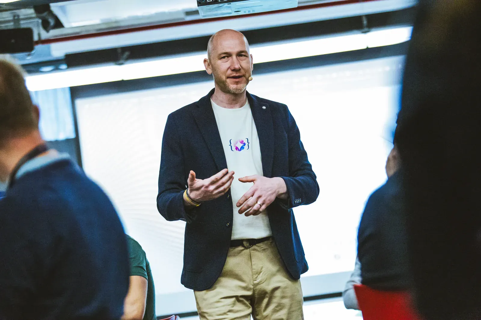 Marian Kamenistak speaking at an engineering leadership event.